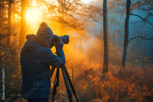 Nature photographer taking photos in nature