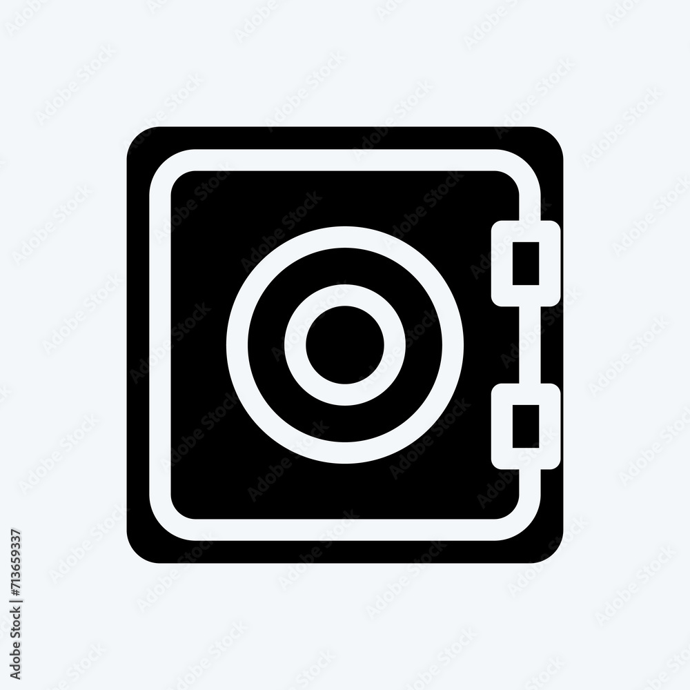 Icon Bank Safe. suitable for Security symbol. glyph style. simple design editable. design template vector. simple illustration Icon Bank Safe. suitable for Security symbol. glyph style. simple design editable. design template vector. simple illustration