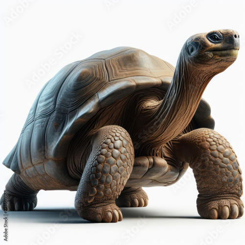 Galapagos tortoise or Galapagos giant tortoise, Chelonoidis niger, Tortuga gigante de Floreana, tortuga gigante de las islas Galapagos. Isolated White background.