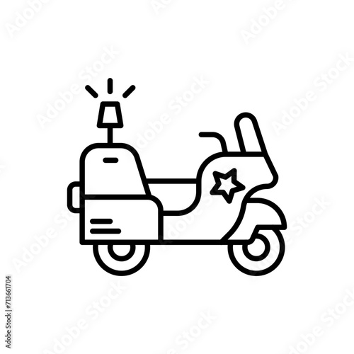 Police bike outline icons, minimalist vector illustration ,simple transparent graphic element .Isolated on white background