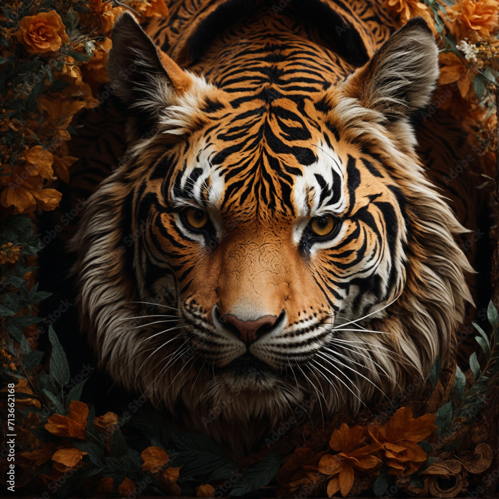 Tiger, Hunter Tiger, lion in forest 