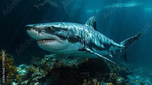 Majestic White Shark with AI generated