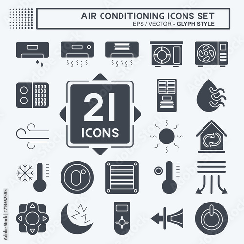 Icon Set Air Conditioning. related to Electronic symbol. glyph style. simple design editable. simple illustration