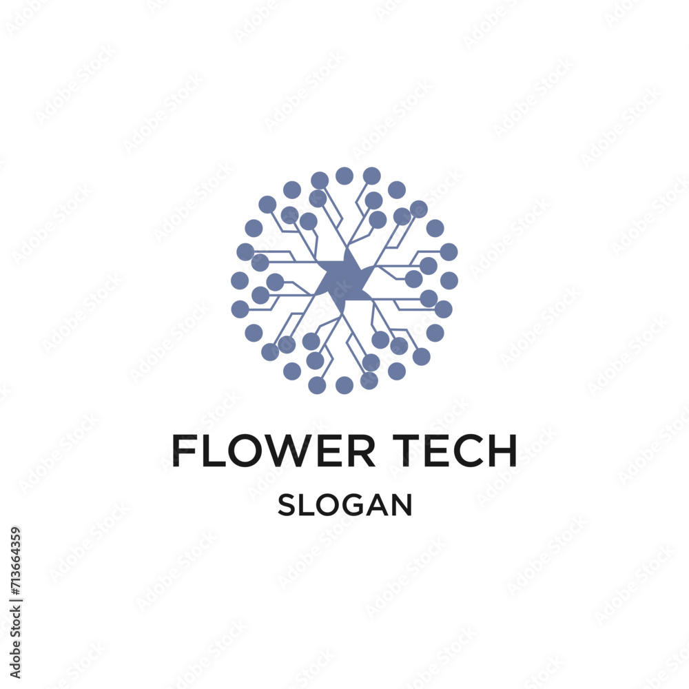 Flower tech logo vector