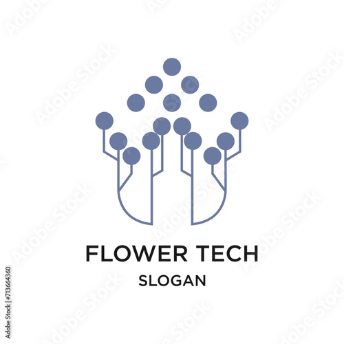 Flower tech logo vector