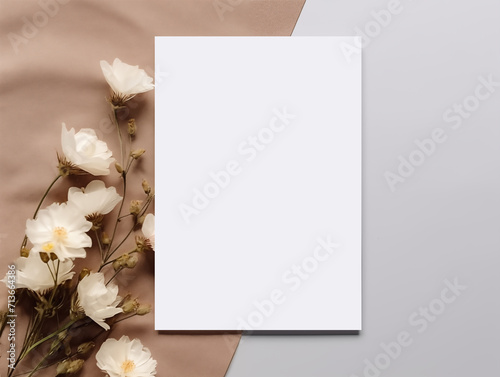 Blank square business card mockup