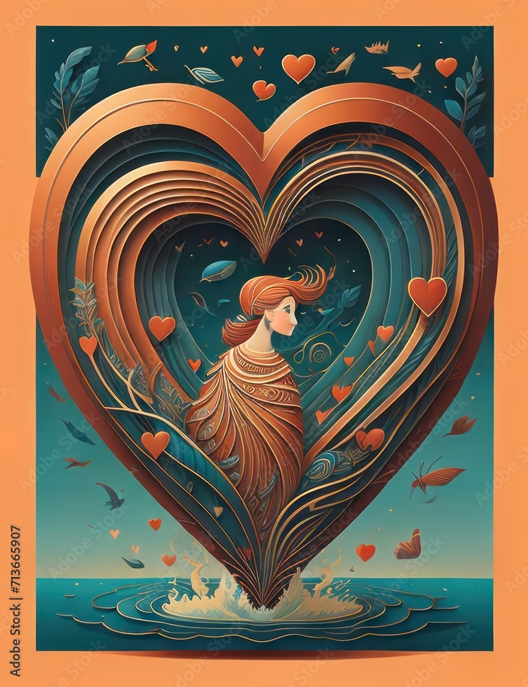 Obraz premium hearts on a red background or valentine hearts background or hearts background o rheart from water or heart in water or heart of water or heart with drops or heart on the background heart cover book