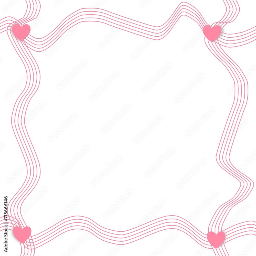 Abstract love for Valentines Day greeting card design. Pink hearts square frame isolated on white background Abstract love for Valentines Day greeting card design. Pink hearts square frame isolated on white background