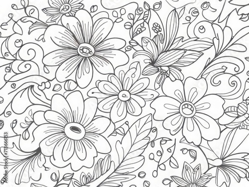 Wallpaper Mural floral art line for coloring book Torontodigital.ca