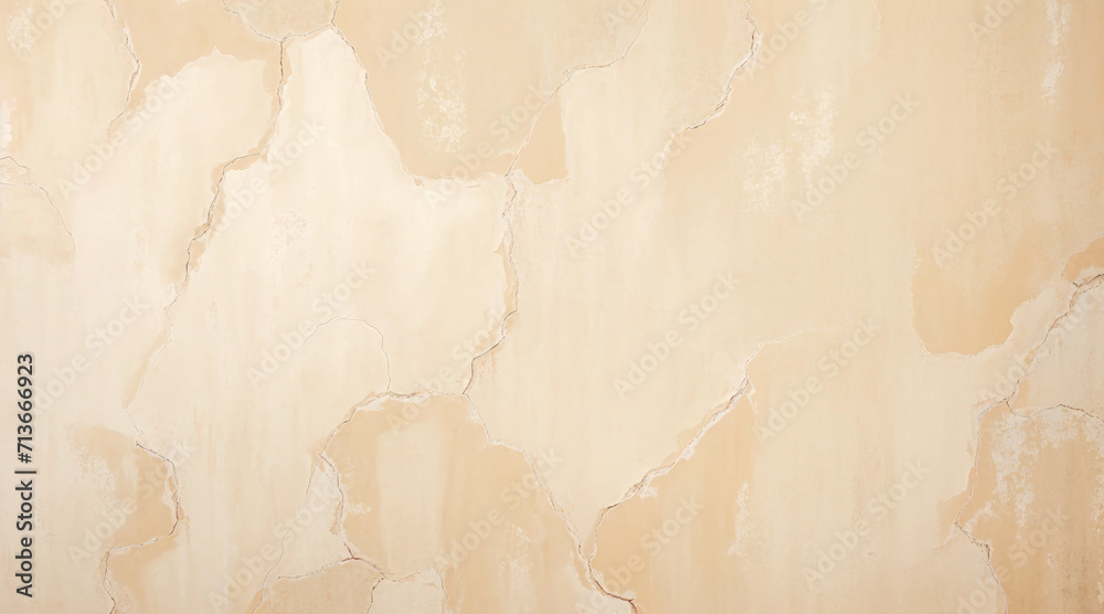 Concrete texture background in beige color. Cracked, weathered painted wall background. Concrete texture backdrop in beige color. cement texture background, exterior wall plaster rough surface - obrazy, fototapety, plakaty 