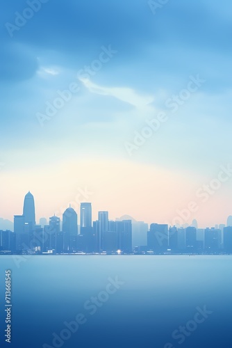  Chinese style blue tone city foggy atmospheric gradient background