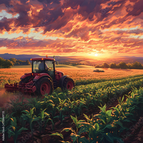 a farmer riding a tractor in the field