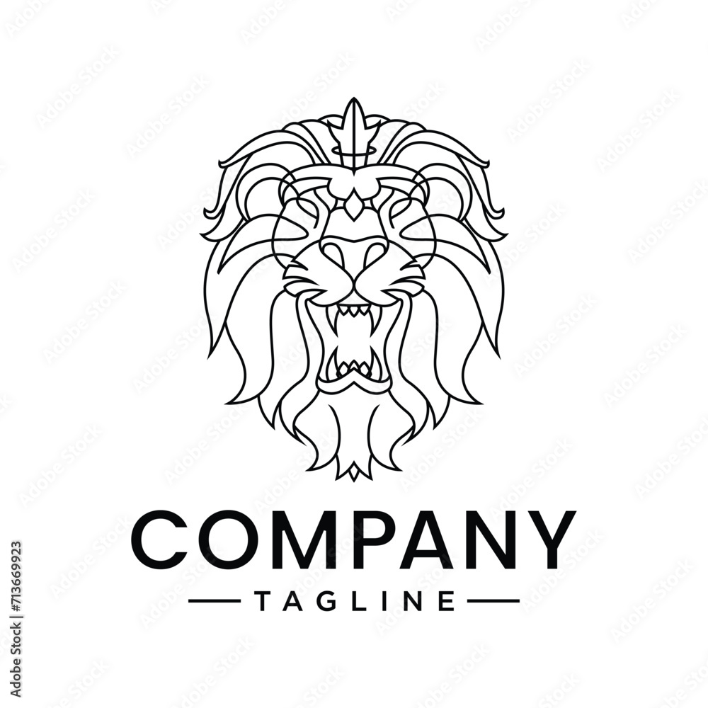 Fototapeta premium Lion Head Design Ideas which has a luxurious feel, using a lineart style.