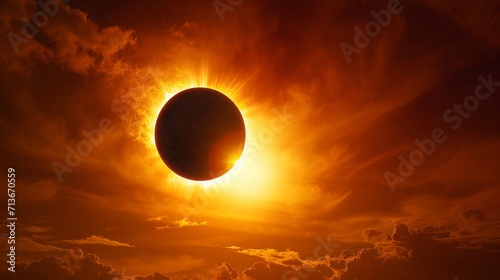 Solar Eclipse in the Sky With Clouds