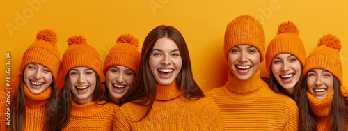 Harmonious Hues, A Captivating Composition of Women Donned in Enchanting Orange Sweaters