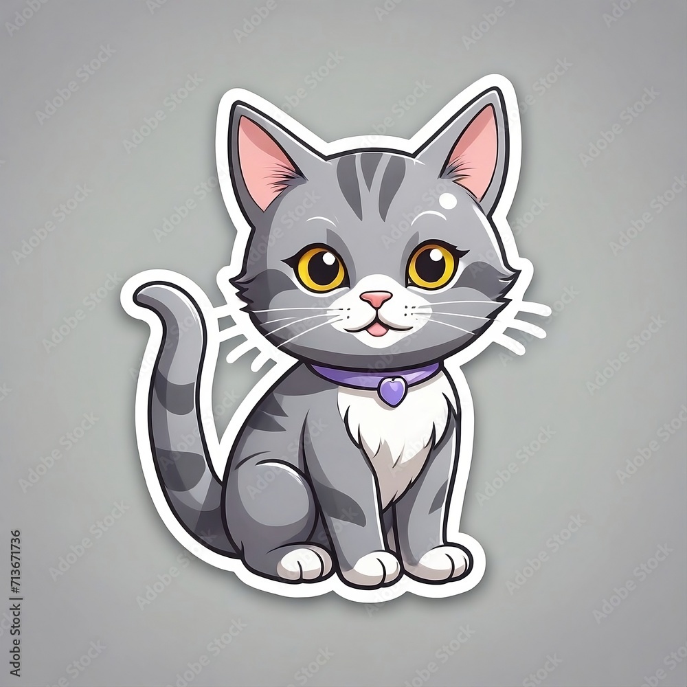 Cute cat cartoon vector sticker illustration. Sticker design baby pet animal. Cute cat. Generative AI Cute cat cartoon vector sticker illustration. Sticker design baby pet animal. Cute cat. Generative AI