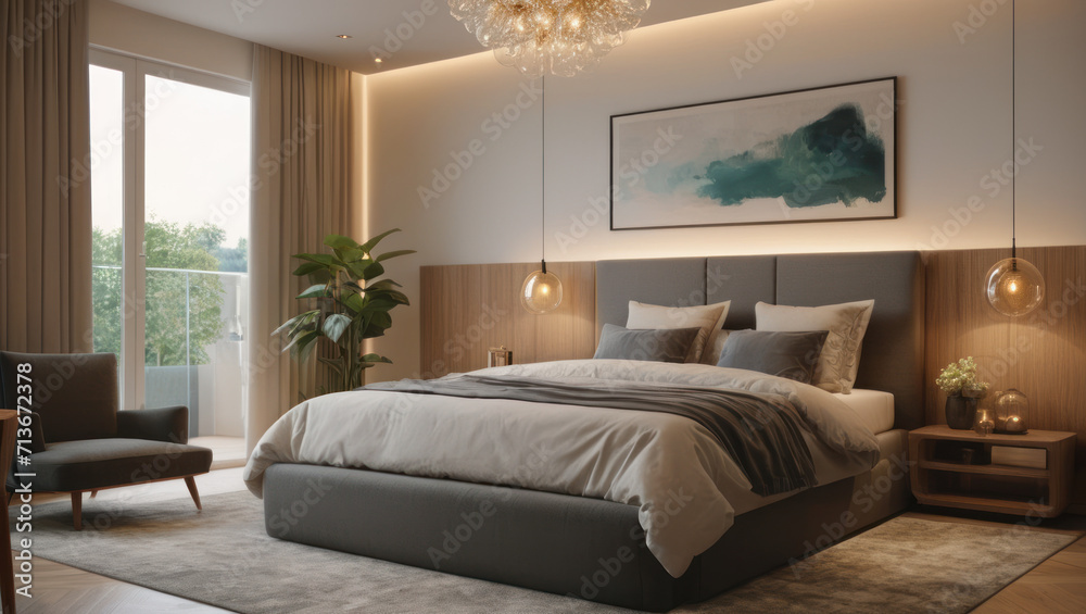 Fototapeta premium modern bedroom interior design. interion design inspiration