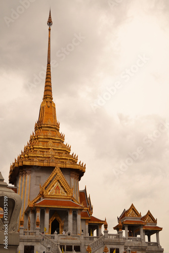 Golden, Roof Peaks, Wat Traimit, Yaowarat, Chinatown, Bangkok