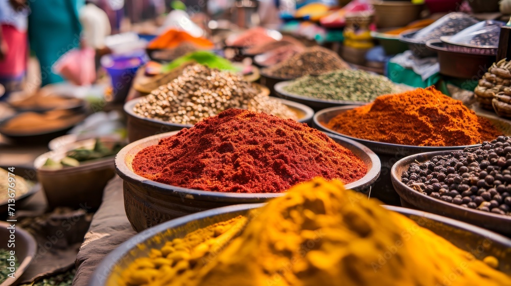Assorted Spices in Colorful Bowls for Culinary