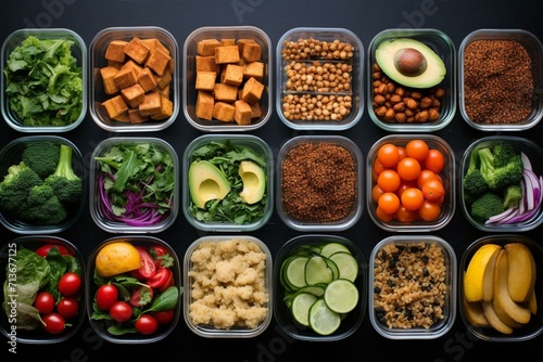 Efficient meal prep for the week with food containers. Generative AI photo