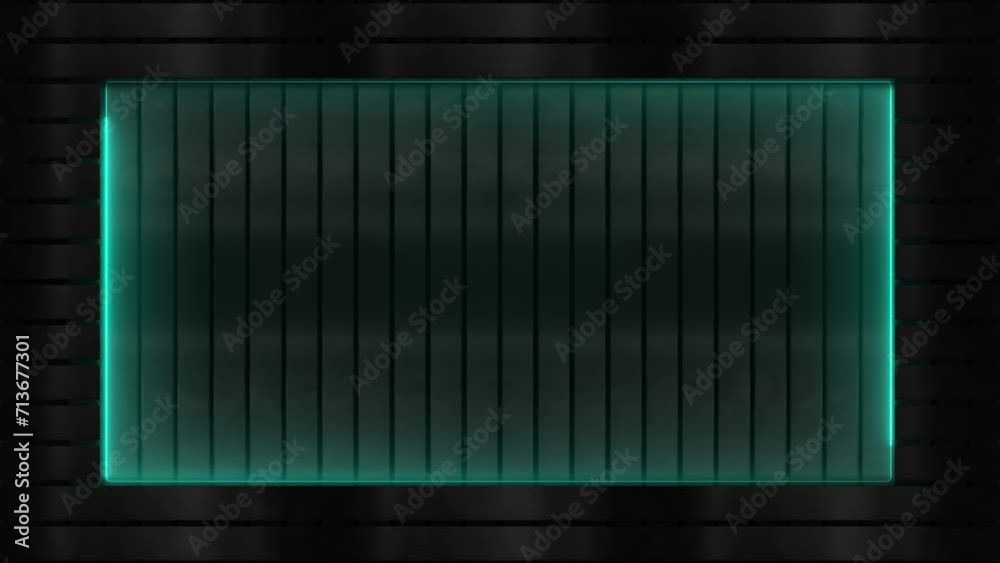 metal stripes frame window border industry style abstract animation background with cyan teal neon lines backdrop  for titles , intros and logos 