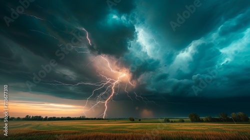 Vibrant Lightning Illuminates Expansive Cloud in a