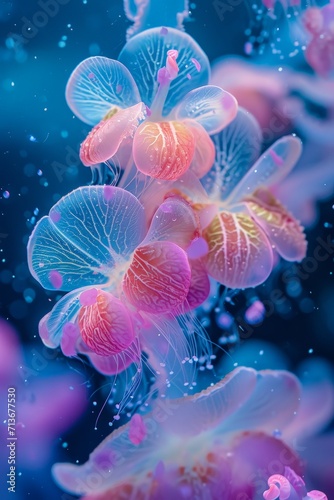 Fusion Hybrid Mix of Flower and Jellyfish Background created with Generative AI Technology