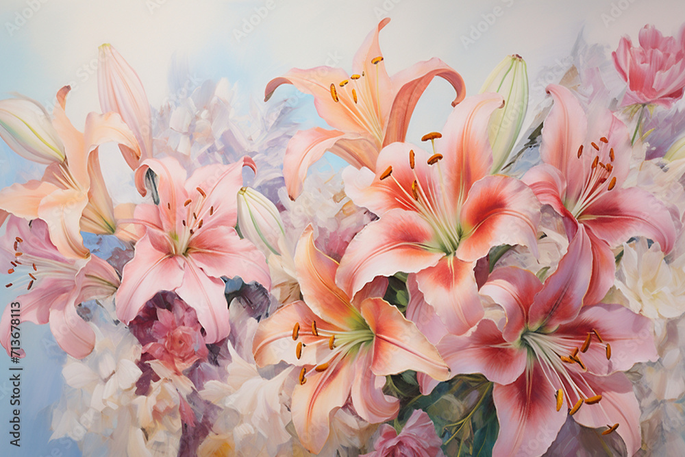 Fototapeta premium watercolor painting of flowers, generative ai
