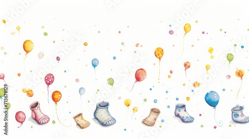 Illustration design of children s socks with colorful balloons and bubbles.