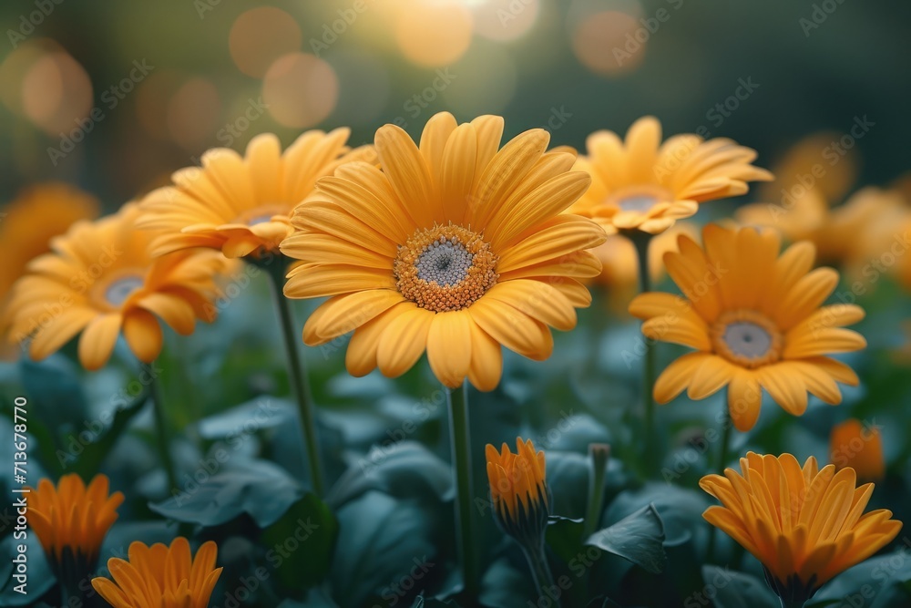 Yellow flowers on a natural yellow-green nature background. Yellow flowers on a natural yellow-green nature background.