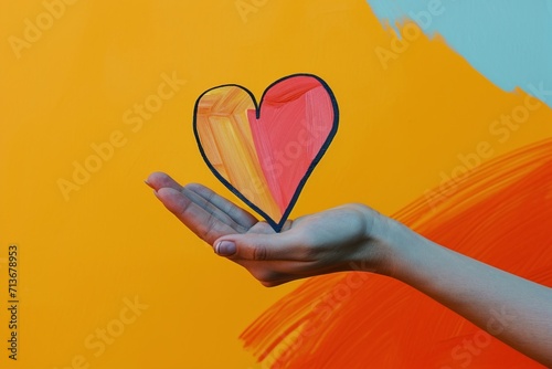 Self-Care Symbolized: Hand Holding Colorful Heart

 photo