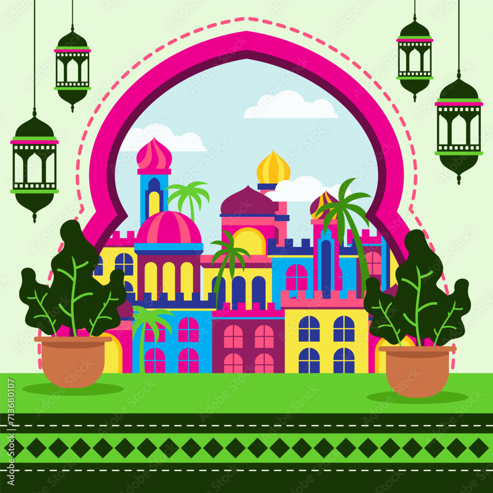 ramadan kareem flat design illustration