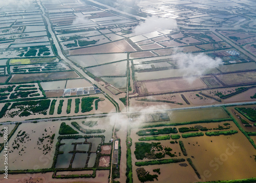 Aerial view of shrimp breeding farms in Giao Thuy, Namdinh, Vietnam photo