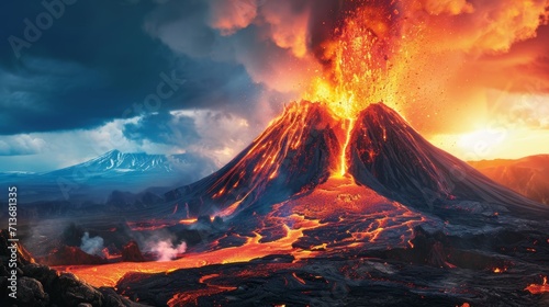 Volcano Erupts Lava, Shooting Fire and Smoke © LabirintStudio