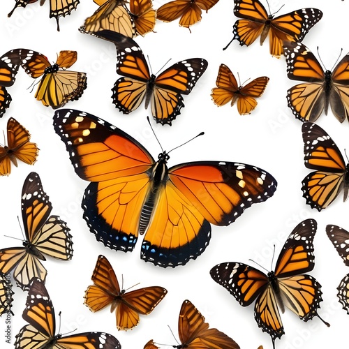 set of butterflies isolated Colorful group Butterflies Flying