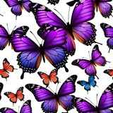  pattern with butterflies Purple and orange butterflies Seamless floral