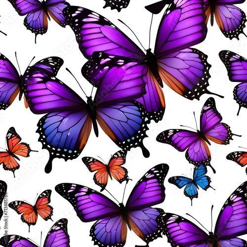  pattern with butterflies Purple and orange butterflies Seamless floral