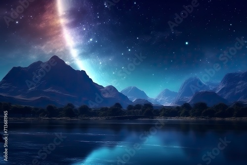 landscape with moon and mountains © CREATIVE STOCK