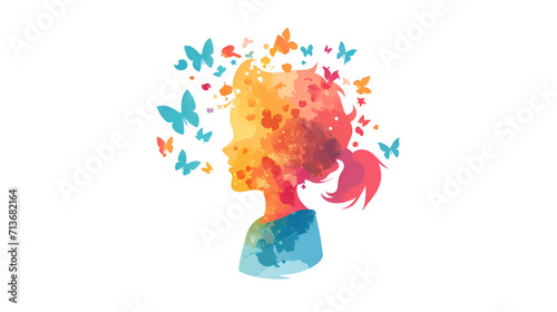 Generative AI. Autism. Child. Early signs of autism syndrome in children. Vector emblem. Children autism spectrum disorder ASD icon. Signs and symptoms of autism in a child photo