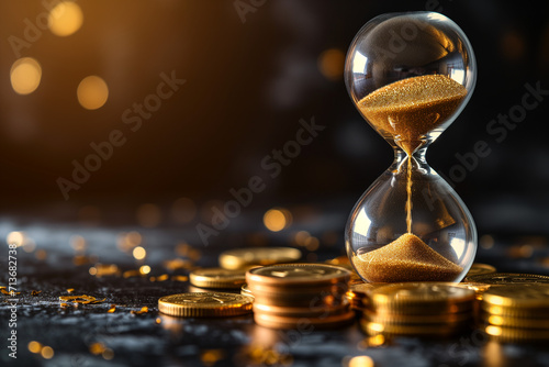 Hourglass and Coins Conceptualizing Time and Money