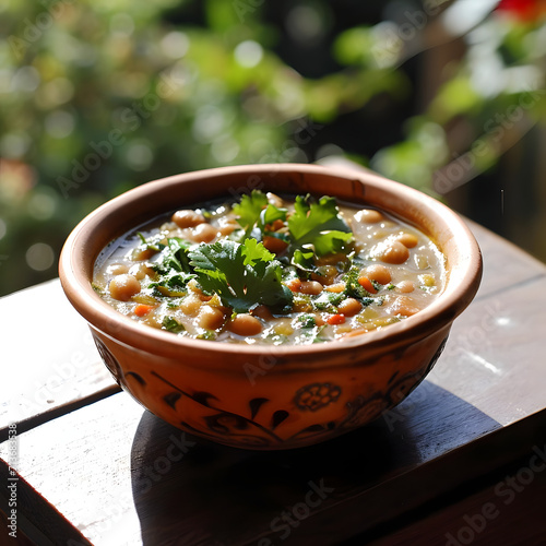 Prompt Shahan Ful, fava bean stew, street food, in a simple bowl, natural, bright light.--v6.0 Generative AI photo