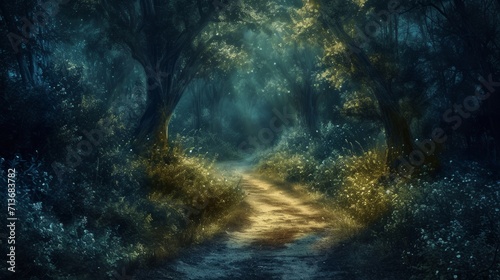 Serene Painting Depicting a Path Through a