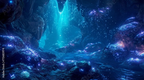 Enchanted Bioluminescent Cave - Fantasy World