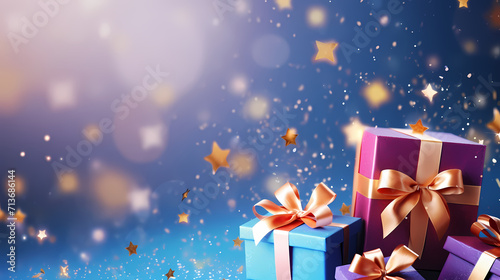 Gift box background with copy space for Christmas gifts, holidays or birthdays © jiejie