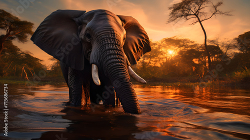 Dromantic Wilderness: An Evening Glimpse of an Elephant in its Forest Habitat © Joe