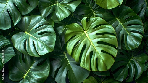 Tropical Paradise: Lush Foliage and Vibrant Green Leaves for Background and Wallpaper 