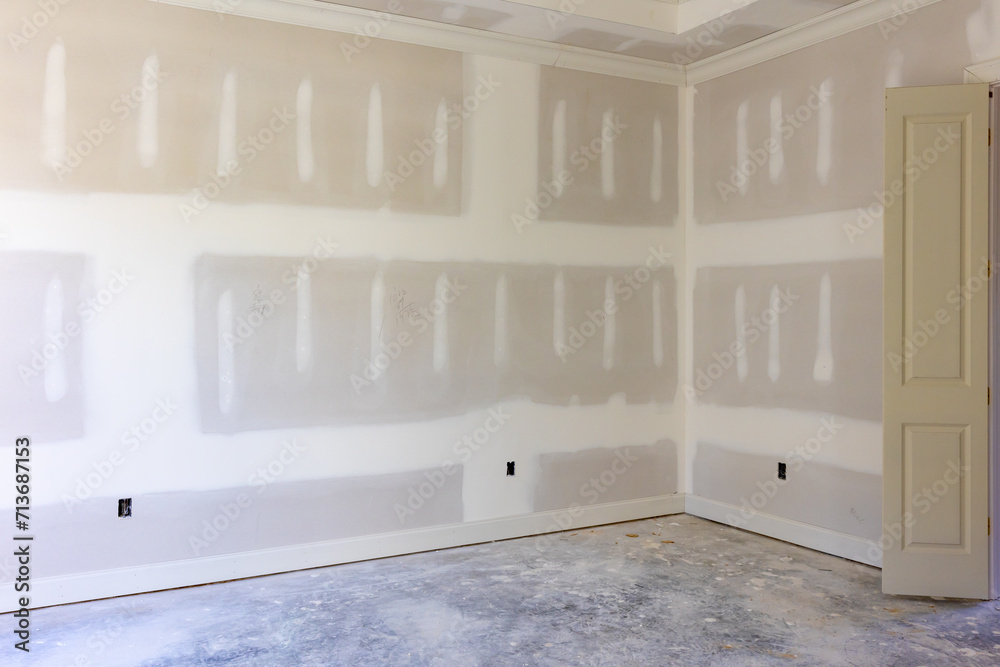 New house under construction with sheetrock walls New house under construction with sheetrock walls