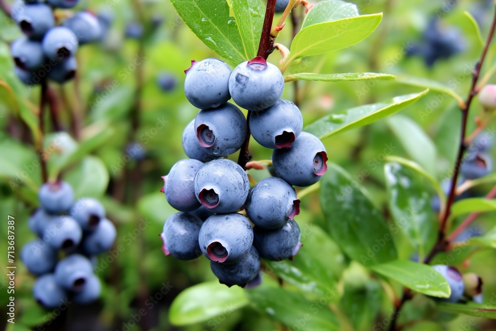 blueberries on a branch