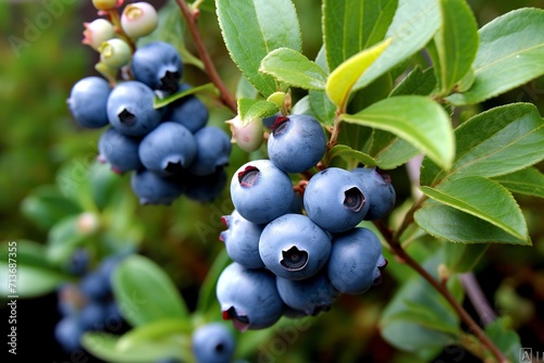 blueberries on a branch photo