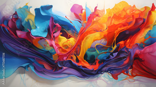 An explosion of color and form characterizes this lively backdrop, as fluid and dynamic shapes come together in a captivating display of artistic expression photo